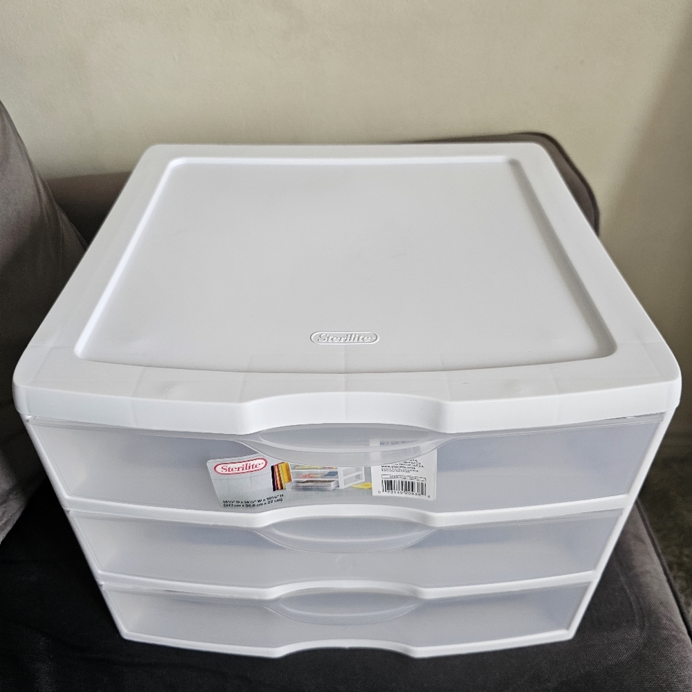 Sterilite 3-Drawer Wide Storage Unit, White